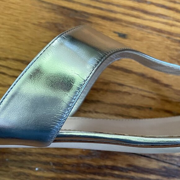 Miu Miu Metallic Silver Sandals with Rhinestone Heel Design, Size 41 EU - Picture 14 of 16